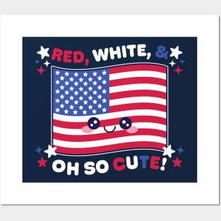 Red, White, and Oh So Cute! Patriotic Kawaii American Flag Posters and Art